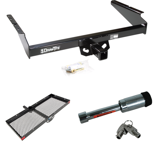 Fits 1990-2005 Chevrolet Astro Trailer Hitch Tow PKG w/ 48" x 20" Cargo Carrier + Hitch Lock (For Extended Body Models) By Draw-Tite