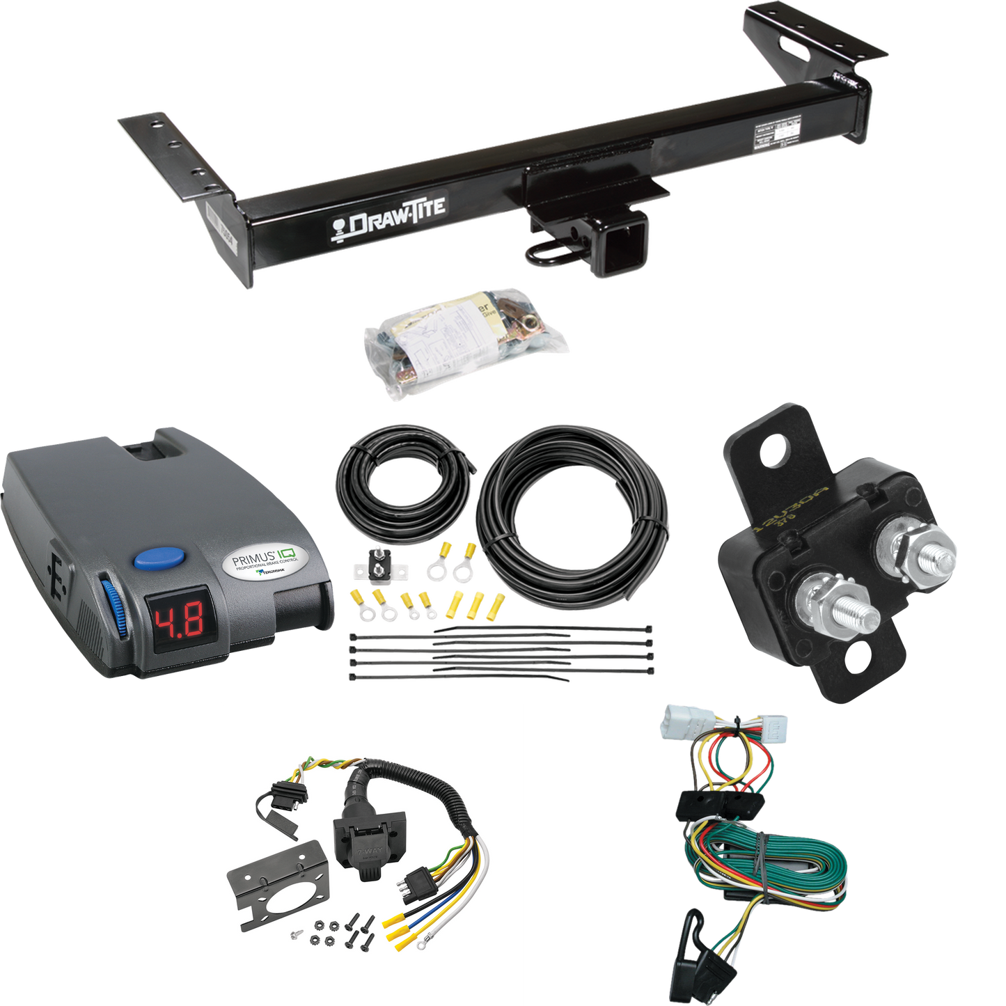 Se adapta al paquete de enganche de remolque Jeep Cherokee 1997-2001 con control de freno Tekonsha Primus IQ + cableado RV de 7 vías de Draw-Tite