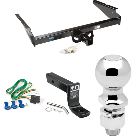 Fits 1990-2005 Chevrolet Astro Trailer Hitch Tow PKG w/ 4-Flat Wiring + Ball Mount w/ 4" Drop + 2-5/16" Ball (For Extended Body Models) By Reese Towpower