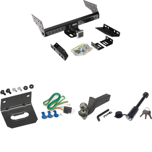 Fits 2004-2007 Dodge Caravan Trailer Hitch Tow PKG w/ 4-Flat Wiring + Interlock Tactical Starter Kit w/ 2" Drop & 2" Ball + Tactical Dogbone Lock + Wiring Bracket (Excludes: w/Stow & Go Seats Models) By Reese Towpower