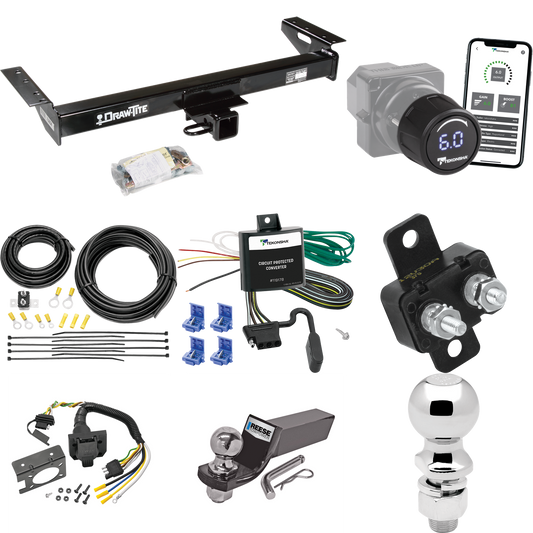 Se adapta al paquete de enganche de remolque Jeep Cherokee 1984-1996 con control de freno inalámbrico Bluetooth Tekonsha Prodigy iD + cableado RV de 7 vías + soporte de bola y caída de 2" y 2-5/16" de Draw-Tite