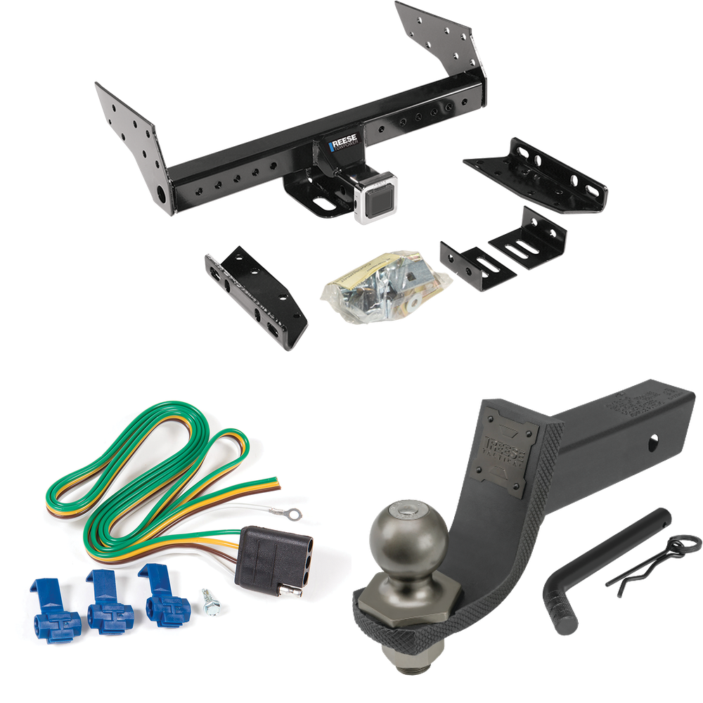 Fits 1996-1999 Chevrolet Express 3500 Trailer Hitch Tow PKG w/ 4-Flat Wiring + Interlock Tactical Starter Kit w/ 3-1/4" Drop & 2" Ball By Reese Towpower