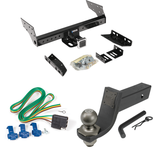 Fits 1996-1999 Chevrolet Express 3500 Trailer Hitch Tow PKG w/ 4-Flat Wiring + Interlock Tactical Starter Kit w/ 3-1/4" Drop & 2" Ball By Reese Towpower