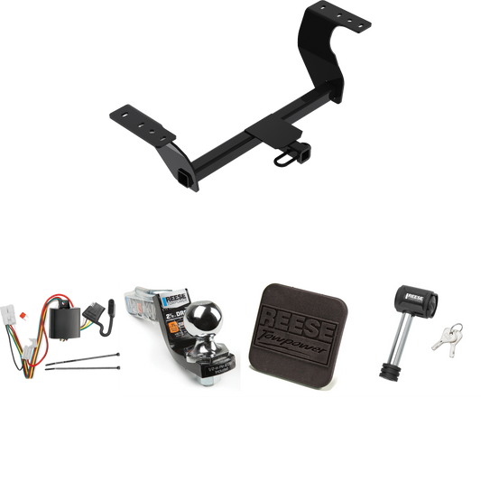 Fits 2019-2022 Subaru Forester Trailer Hitch Tow PKG w/ 4-Flat Wiring Harness + Interlock Starter Kit w/ 2" Ball 2-1/2" Drop 2" Rise + Hitch Cover + Hitch Lock By Reese Towpower