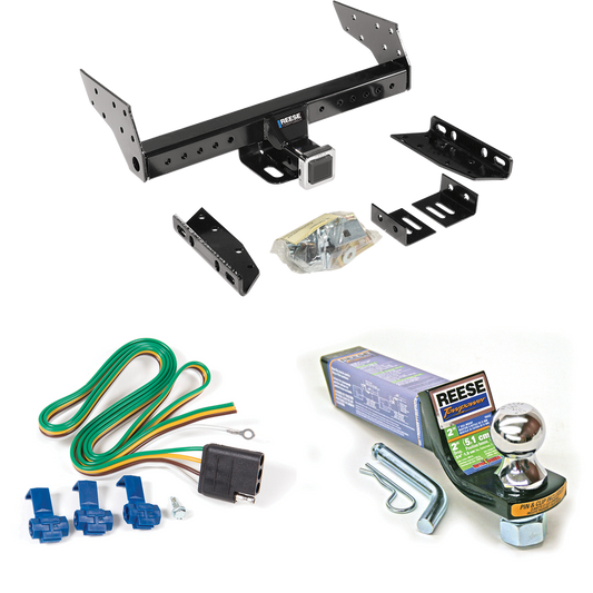 Fits 1992-1999 GMC Suburban K2500 Trailer Hitch Tow PKG w/ 4-Flat Wiring + Starter Kit Ball Mount w/ 2" Drop & 1-7/8" Ball By Reese Towpower