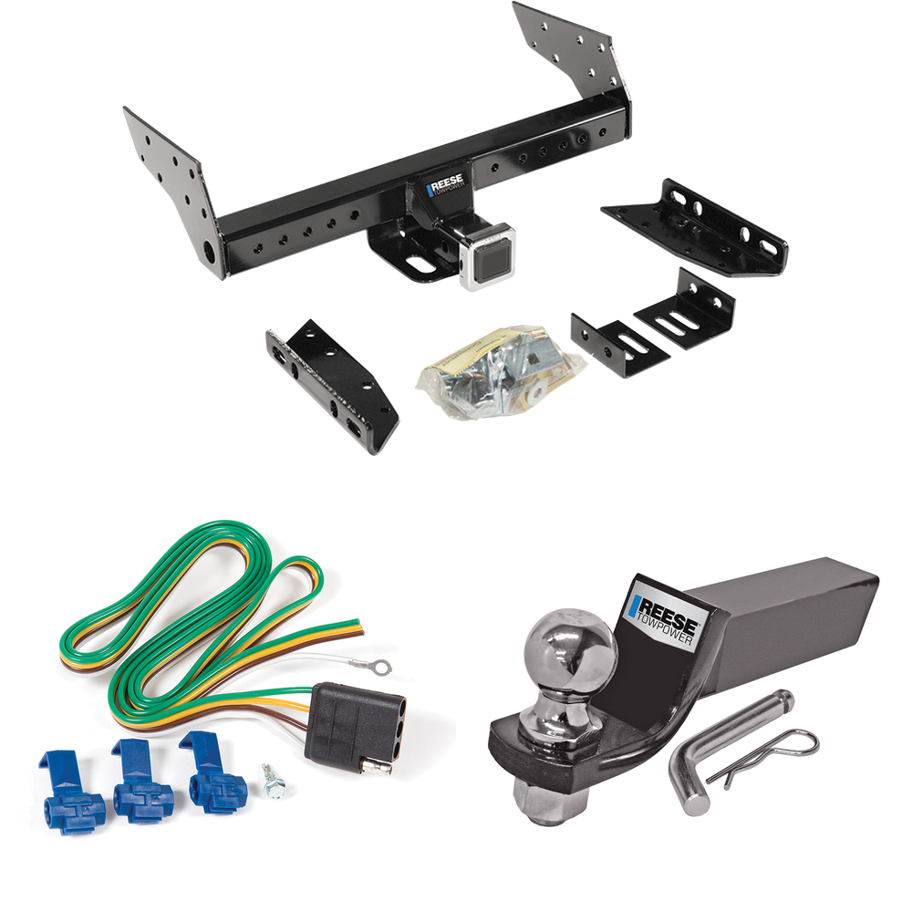 Se adapta al paquete de enganche de remolque Plymouth Voyager 1984-1990 con cableado plano de 4 + kit de montaje de bola de inicio con caída de 2" y bola de 2" de Reese Towpower