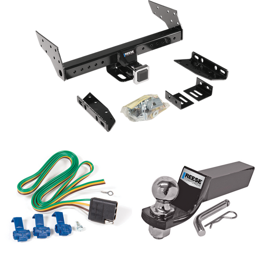 Fits 1992-1999 Chevrolet Suburban C1500 Trailer Hitch Tow PKG w/ 4-Flat Wiring + Starter Kit Ball Mount w/ 2" Drop & 2" Ball By Reese Towpower