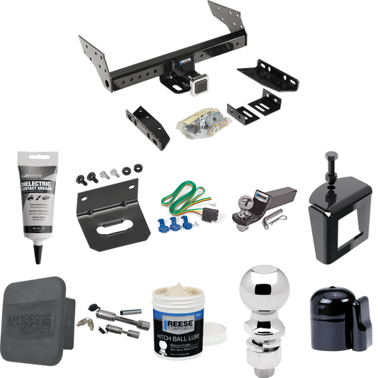 Fits 1983-1992 Ford Ranger Trailer Hitch Tow PKG w/ 4-Flat Wiring + Starter Kit Ball Mount w/ 2" Drop & 2" Ball + 2-5/16" Ball + Wiring Bracket + Dual Hitch & Coupler Locks + Hitch Cover + Wiring Tester + Ball Lube +Electric Grease + Ball Wrench + An