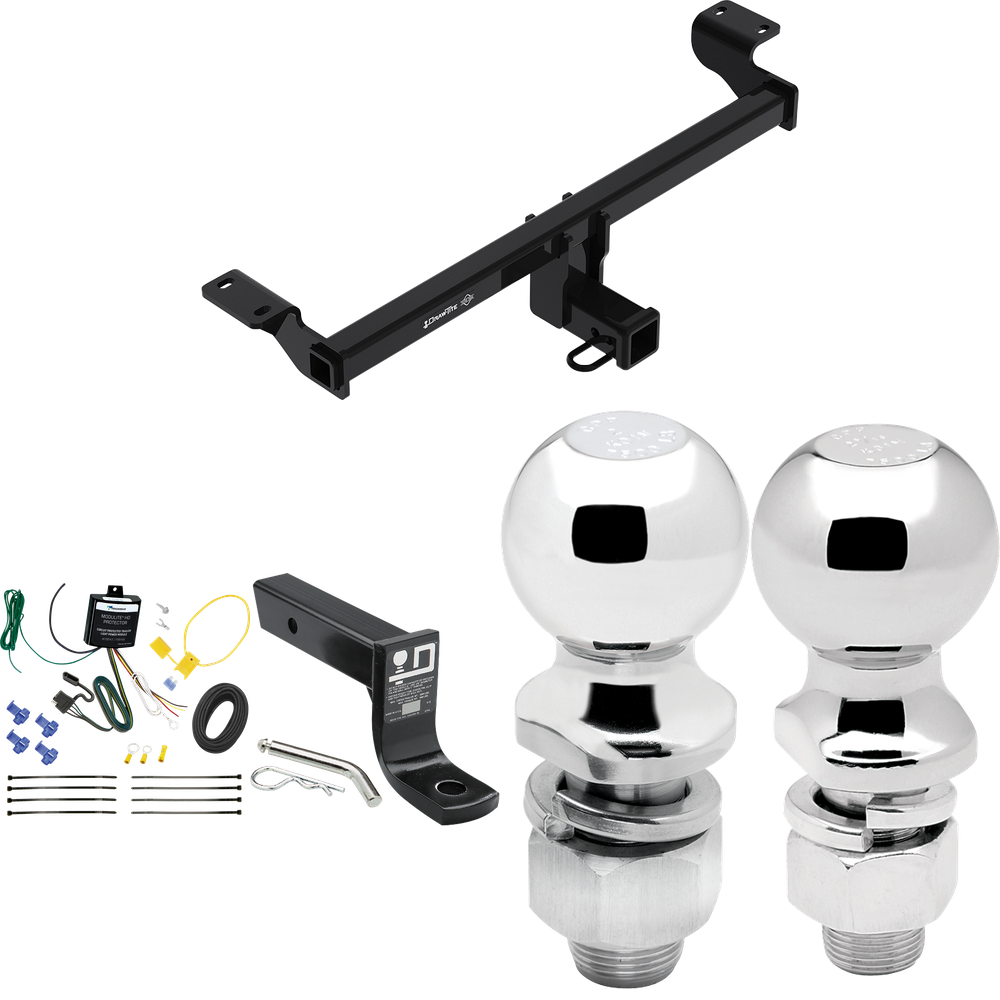 Fits 2021-2023 Lincoln Corsair Trailer Hitch Tow PKG w/ 4-Flat Wiring + Ball Mount w/ 4" Drop + 2" Ball + 2-5/16" Ball (Excludes: Plug-In-Hybrid Models) By Draw-Tite