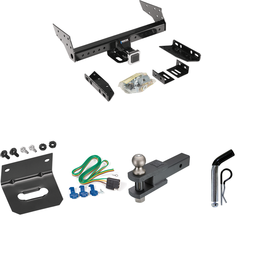 Fits 1996-1999 GMC Savana 2500 Trailer Hitch Tow PKG w/ 4-Flat Wiring Harness + Clevis Hitch Ball Mount w/ 2" Ball + Pin/Clip + Wiring Bracket By Reese Towpower