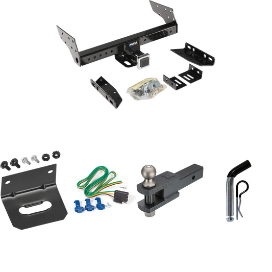 Fits 1987-1990 Plymouth Grand Voyager Trailer Hitch Tow PKG w/ 4-Flat Wiring Harness + Clevis Hitch Ball Mount w/ 2" Ball + Pin/Clip + Wiring Bracket By Reese Towpower