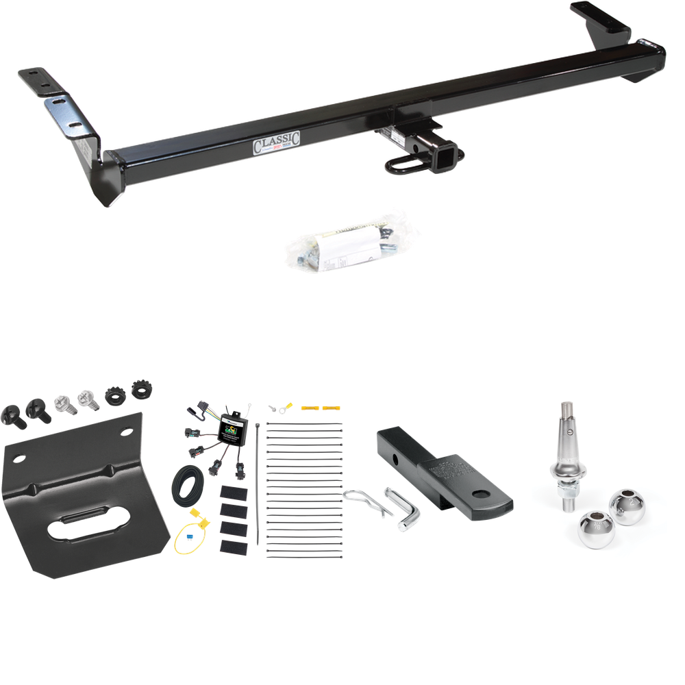 Fits 2000-2004 Toyota Avalon Trailer Hitch Tow PKG w/ 4-Flat Zero Contact "No Splice" Wiring Harness + Draw-Bar + Interchangeable 1-7/8" & 2" Balls + Wiring Bracket By Draw-Tite