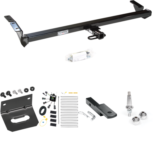 Fits 2000-2004 Toyota Avalon Trailer Hitch Tow PKG w/ 4-Flat Zero Contact "No Splice" Wiring Harness + Draw-Bar + Interchangeable 1-7/8" & 2" Balls + Wiring Bracket By Draw-Tite