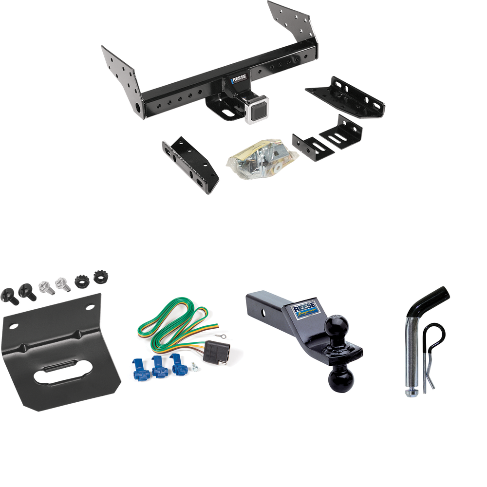 Fits 1996-1999 GMC Savana 2500 Trailer Hitch Tow PKG w/ 4-Flat Wiring Harness + Dual Ball Ball Mount 1-7/8" & 2" Trailer Balls + Pin/Clip + Wiring Bracket By Reese Towpower