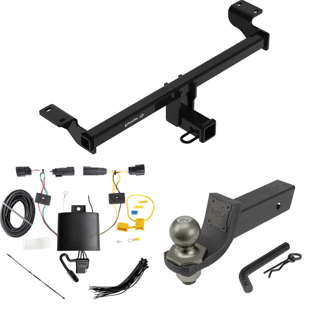 Fits 2020-2022 Ford Escape Trailer Hitch Tow PKG w/ 4-Flat Wiring + Interlock Tactical Starter Kit w/ 2" Drop & 2" Ball (Excludes: Plug-In-Hybrid Models) By Draw-Tite