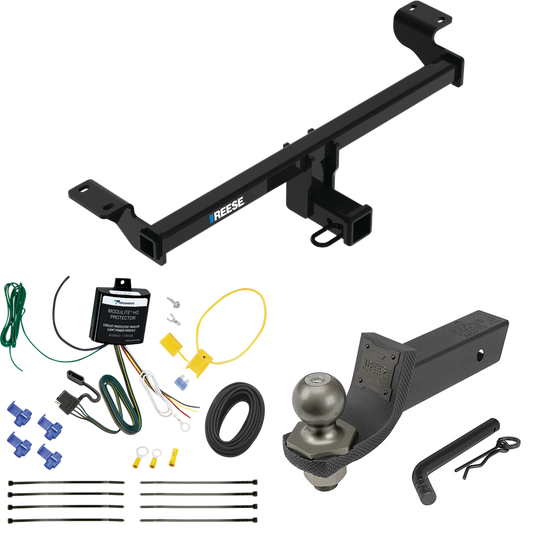 Fits 2021-2023 Lincoln Corsair Trailer Hitch Tow PKG w/ 4-Flat Wiring + Interlock Tactical Starter Kit w/ 2" Drop & 2" Ball (Excludes: Plug-In-Hybrid Models) By Reese Towpower