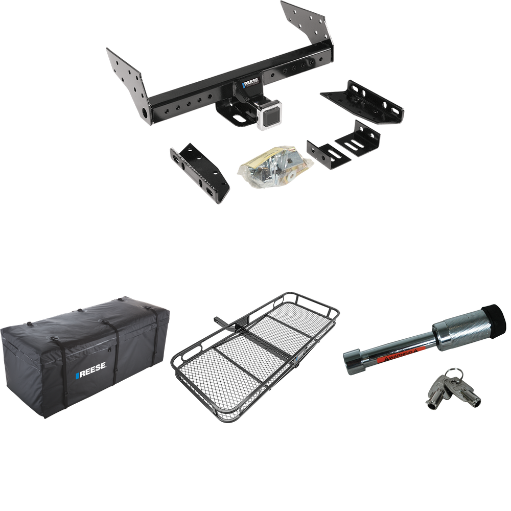 Fits 2000-2006 GMC Yukon XL 1500 Trailer Hitch Tow PKG w/ 60" x 24" Cargo Carrier + Cargo Bag + Hitch Lock By Reese Towpower