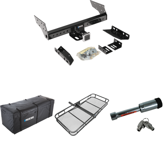 Fits 2000-2006 GMC Yukon XL 1500 Trailer Hitch Tow PKG w/ 60" x 24" Cargo Carrier + Cargo Bag + Hitch Lock By Reese Towpower