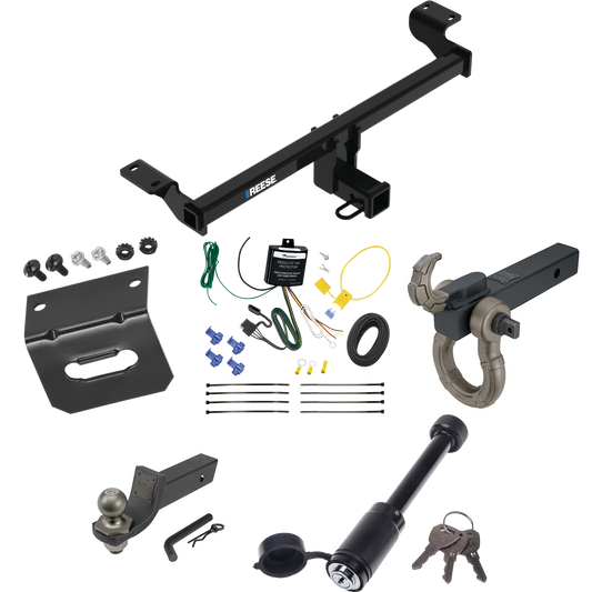 Fits 2021-2023 Lincoln Corsair Trailer Hitch Tow PKG w/ 4-Flat Wiring + Interlock Tactical Starter Kit w/ 2" Drop & 2" Ball + Tactical Hook & Shackle Mount + Tactical Dogbone Lock + Wiring Bracket (Excludes: Plug-In-Hybrid Models) By Reese Towpower