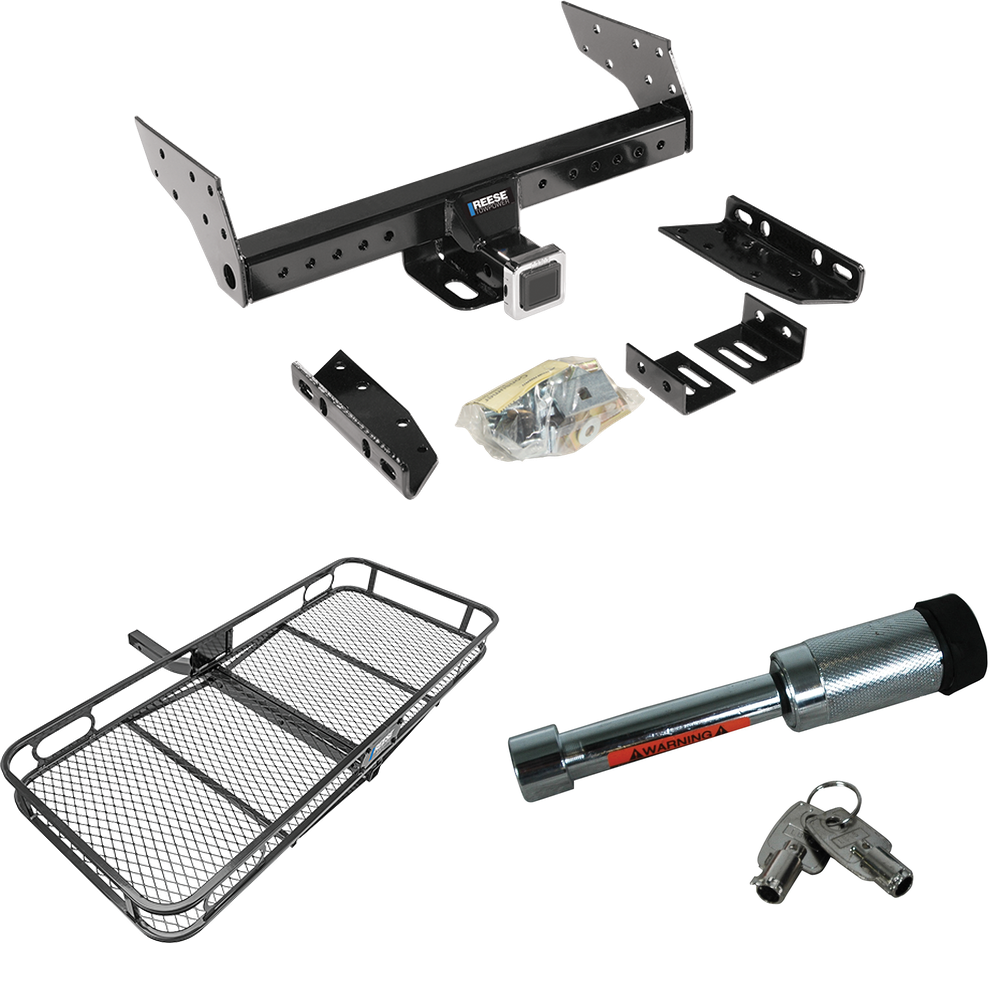 Fits 1992-1999 GMC Suburban K2500 Trailer Hitch Tow PKG w/ 60" x 24" Cargo Carrier + Hitch Lock By Reese Towpower