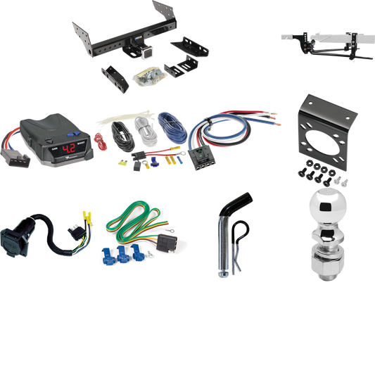 Fits 1983-1997 Chevrolet S10 Trailer Hitch Tow PKG w/ 6K Round Bar Weight Distribution Hitch w/ 2-5/16" Ball + 2" Ball + Pin/Clip + Tekonsha BRAKE-EVN Brake Control + Generic BC Wiring Adapter + 7-Way RV Wiring (For w/Standard Bed & Step Bumper Model