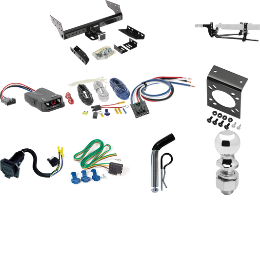 Fits 2004-2007 Dodge Caravan Trailer Hitch Tow PKG w/ 6K Round Bar Weight Distribution Hitch w/ 2-5/16" Ball + 2" Ball + Pin/Clip + Tekonsha Brakeman IV Brake Control + Generic BC Wiring Adapter + 7-Way RV Wiring (Excludes: w/Stow & Go Seats Models)