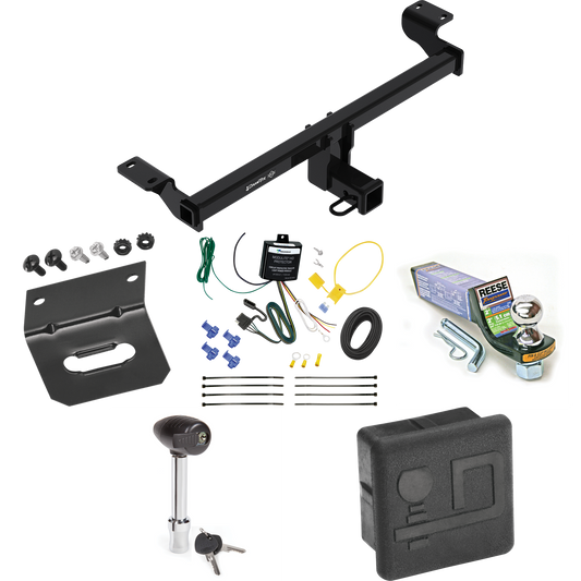 Fits 2023-2023 Ford Escape Trailer Hitch Tow PKG w/ 4-Flat Wiring + Starter Kit Ball Mount w/ 2" Drop & 1-7/8" Ball + Wiring Bracket + Hitch Lock + Hitch Cover (Excludes: Plug-In-Hybrid Models) By Draw-Tite