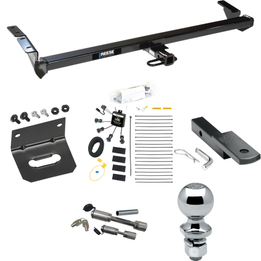 Se adapta al paquete de enganche de remolque Toyota Avalon 2000-2004 con arnés de cableado de 4 contactos planos "sin empalme" + barra de tracción + bola de 2" + soporte de cableado + enganche doble y cerraduras de acoplador de Reese Towpower