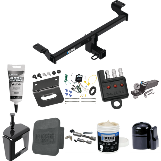 Fits 2023-2023 Ford Escape Trailer Hitch Tow PKG w/ 4-Flat Wiring + Starter Kit Ball Mount w/ 2" Drop & 2" Ball + 1-7/8" Ball + Wiring Bracket + Dual Hitch & Coupler Locks + Hitch Cover + Wiring Tester + Ball Lube + Electric Grease + Ball Wrench + An