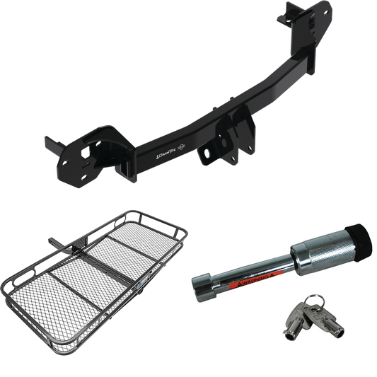 Fits 2019-2022 Subaru Forester Trailer Hitch Tow PKG w/ 60" x 24" Cargo Carrier + Hitch Lock By Draw-Tite