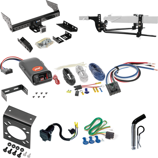 Fits 2004-2007 Dodge Grand Caravan Trailer Hitch Tow PKG w/ 6K Round Bar Weight Distribution Hitch w/ 2-5/16" Ball + Pin/Clip + Pro Series POD Brake Control + Generic BC Wiring Adapter + 7-Way RV Wiring (Excludes: w/Stow & Go Seats Models) By Reese T