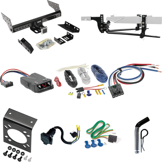 Fits 1983-1992 Ford Ranger Trailer Hitch Tow PKG w/ 6K Round Bar Weight Distribution Hitch w/ 2-5/16" Ball + Pin/Clip + Tekonsha Brakeman IV Brake Control + Generic BC Wiring Adapter + 7-Way RV Wiring (Excludes: w/Rear Fascia Models) By Reese Towpowe