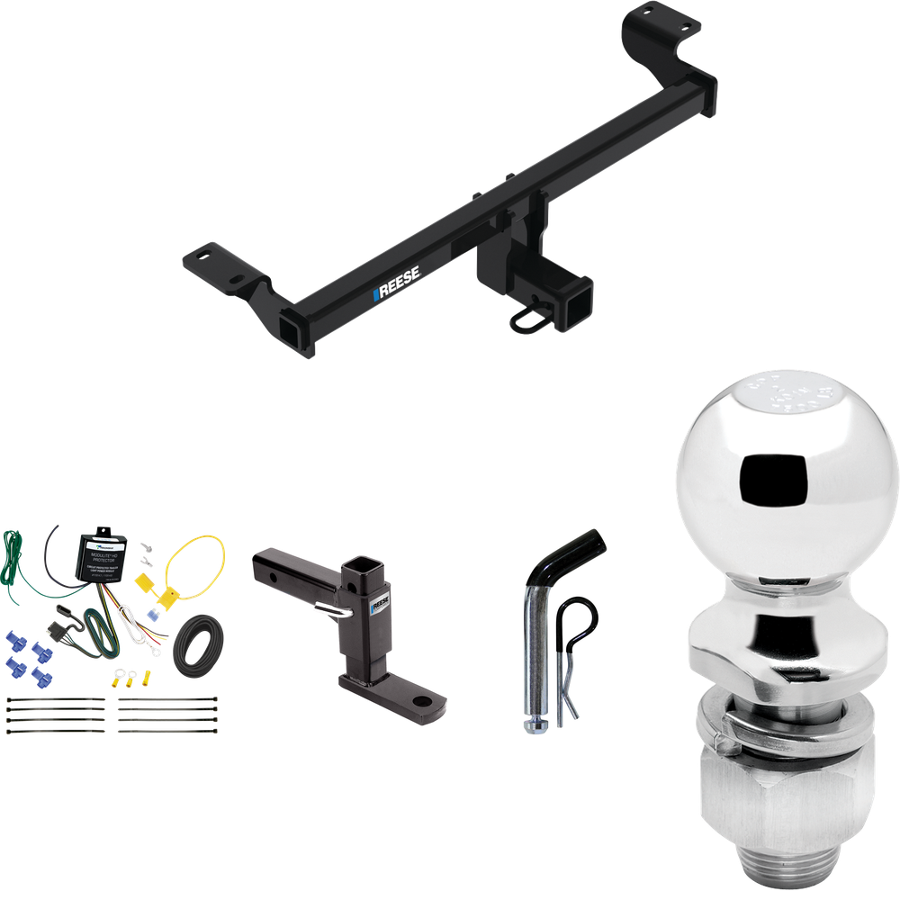 Fits 2023-2023 Ford Escape Trailer Hitch Tow PKG w/ 4-Flat Wiring Harness + Adjustable Drop Rise Ball Mount + Pin/Clip + 2" Ball (Excludes: Plug-In-Hybrid Models) By Reese Towpower