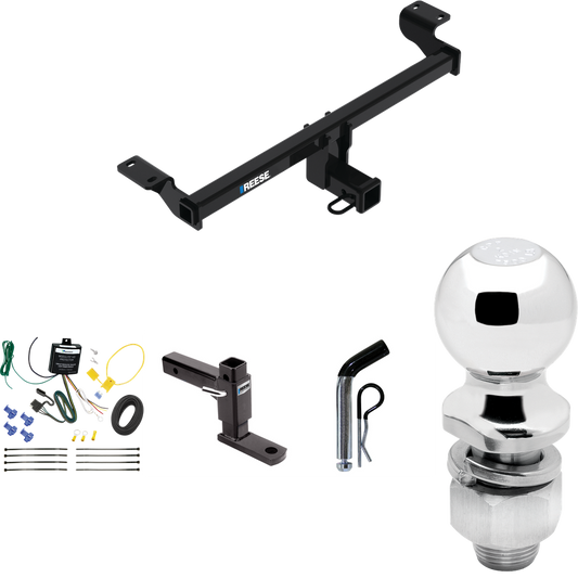 Fits 2023-2023 Ford Escape Trailer Hitch Tow PKG w/ 4-Flat Wiring Harness + Adjustable Drop Rise Ball Mount + Pin/Clip + 2" Ball (Excludes: Plug-In-Hybrid Models) By Reese Towpower