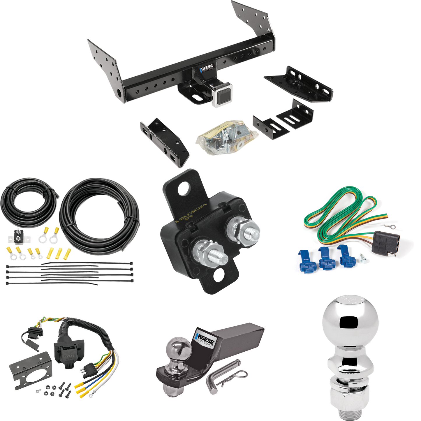 Fits 1992-1999 GMC Suburban K1500 Trailer Hitch Tow PKG w/ 7-Way RV Wiring + 2" & 2-5/16" Ball + Drop Mount By Reese Towpower