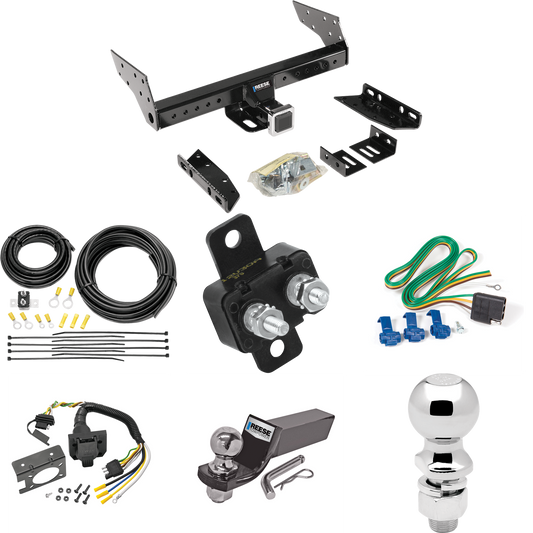 Fits 1992-1999 GMC Suburban K1500 Trailer Hitch Tow PKG w/ 7-Way RV Wiring + 2" & 2-5/16" Ball + Drop Mount By Reese Towpower