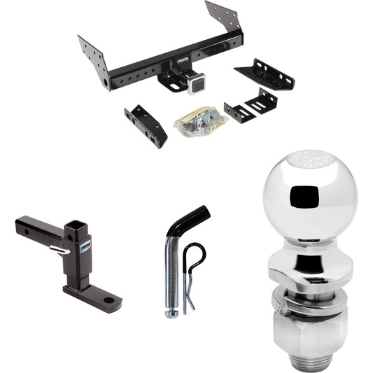 Fits 1998-2011 Ford Ranger Trailer Hitch Tow PKG w/ Adjustable Drop Rise Ball Mount + Pin/Clip + 2" Ball (Excludes: Flareside or w/Rear Fascia Models) By Reese Towpower