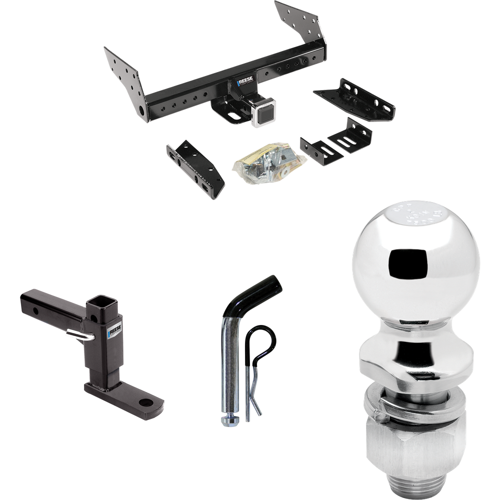 Fits 1996-2023 Chevrolet Express 3500 Trailer Hitch Tow PKG w/ Adjustable Drop Rise Ball Mount + Pin/Clip + 2" Ball By Reese Towpower