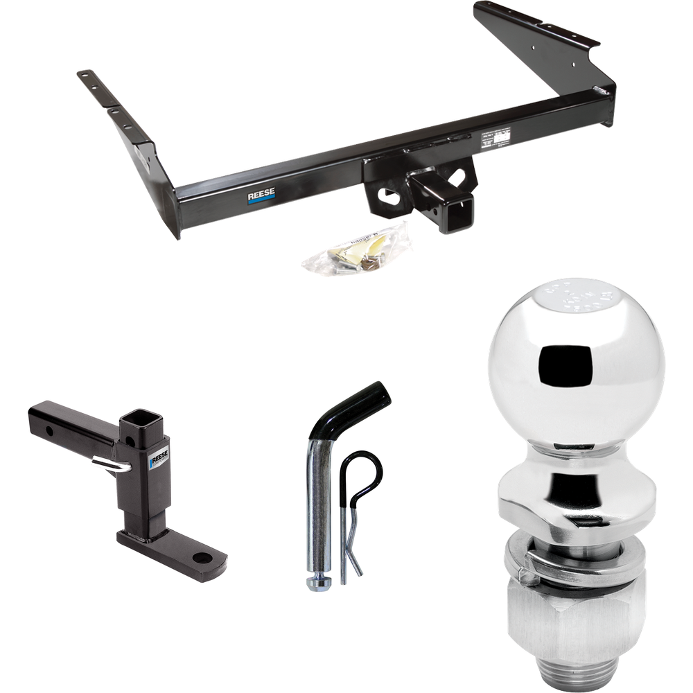 Fits 1990-2005 GMC Safari Trailer Hitch Tow PKG w/ Adjustable Drop Rise Ball Mount + Pin/Clip + 2" Ball (For Extended Body Models) By Reese Towpower