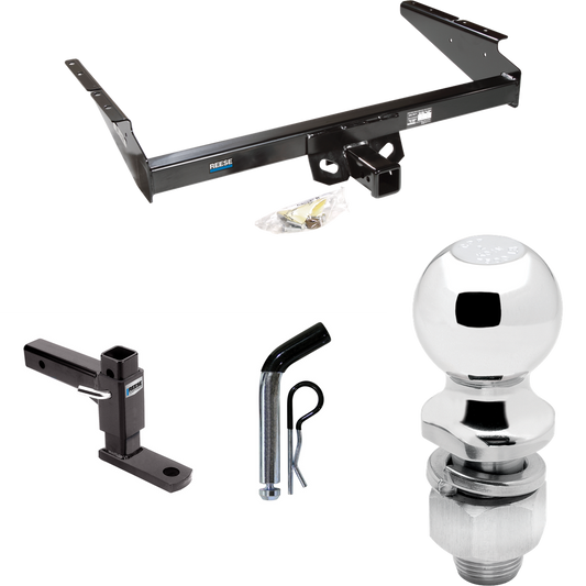 Fits 1990-2005 GMC Safari Trailer Hitch Tow PKG w/ Adjustable Drop Rise Ball Mount + Pin/Clip + 2" Ball (For Extended Body Models) By Reese Towpower