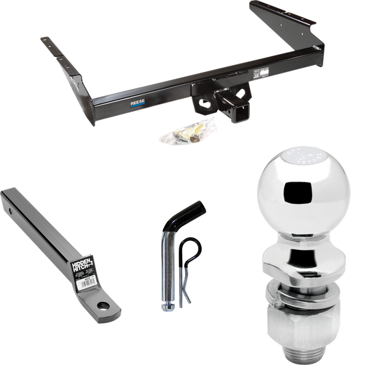 Fits 1990-2005 Chevrolet Astro Trailer Hitch Tow PKG w/ Extended 16" Long Ball Mount w/ 2" Drop + Pin/Clip + 2" Ball (For Extended Body Models) By Reese Towpower