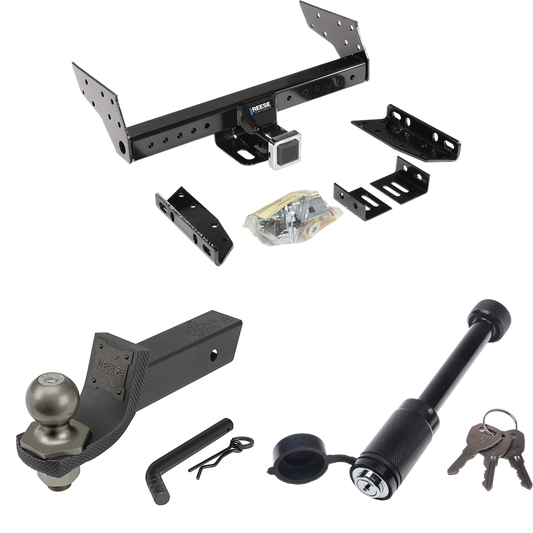 Fits 1990-1993 Mazda B2200 Trailer Hitch Tow PKG + Interlock Tactical Starter Kit w/ 2" Drop & 2" Ball + Tactical Dogbone Lock By Reese Towpower