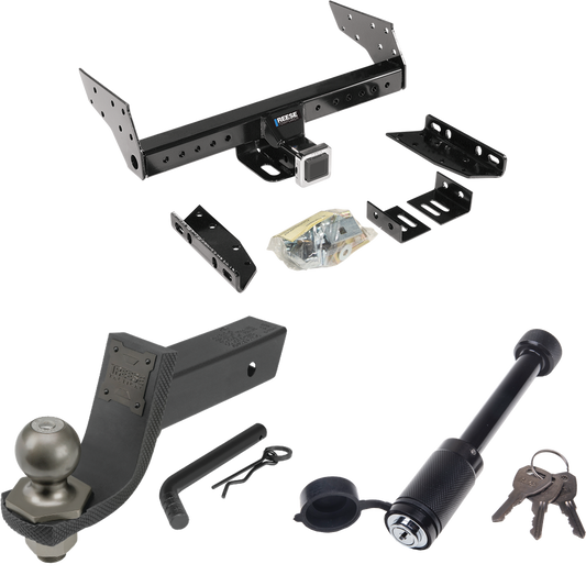 Fits 1982-1996 Ford Bronco Trailer Hitch Tow PKG + Interlock Tactical Starter Kit w/ 3-1/4" Drop & 2" Ball + Tactical Dogbone Lock By Reese Towpower