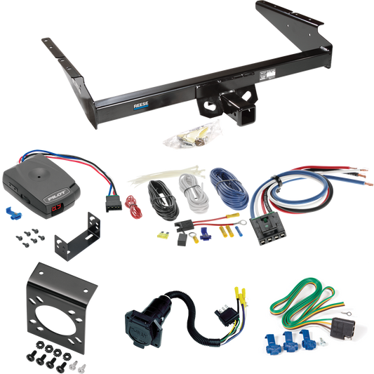 Fits 1990-2005 GMC Safari Trailer Hitch Tow PKG w/ Pro Series Pilot Brake Control + Generic BC Wiring Adapter + 7-Way RV Wiring (For Extended Body Models) By Reese Towpower