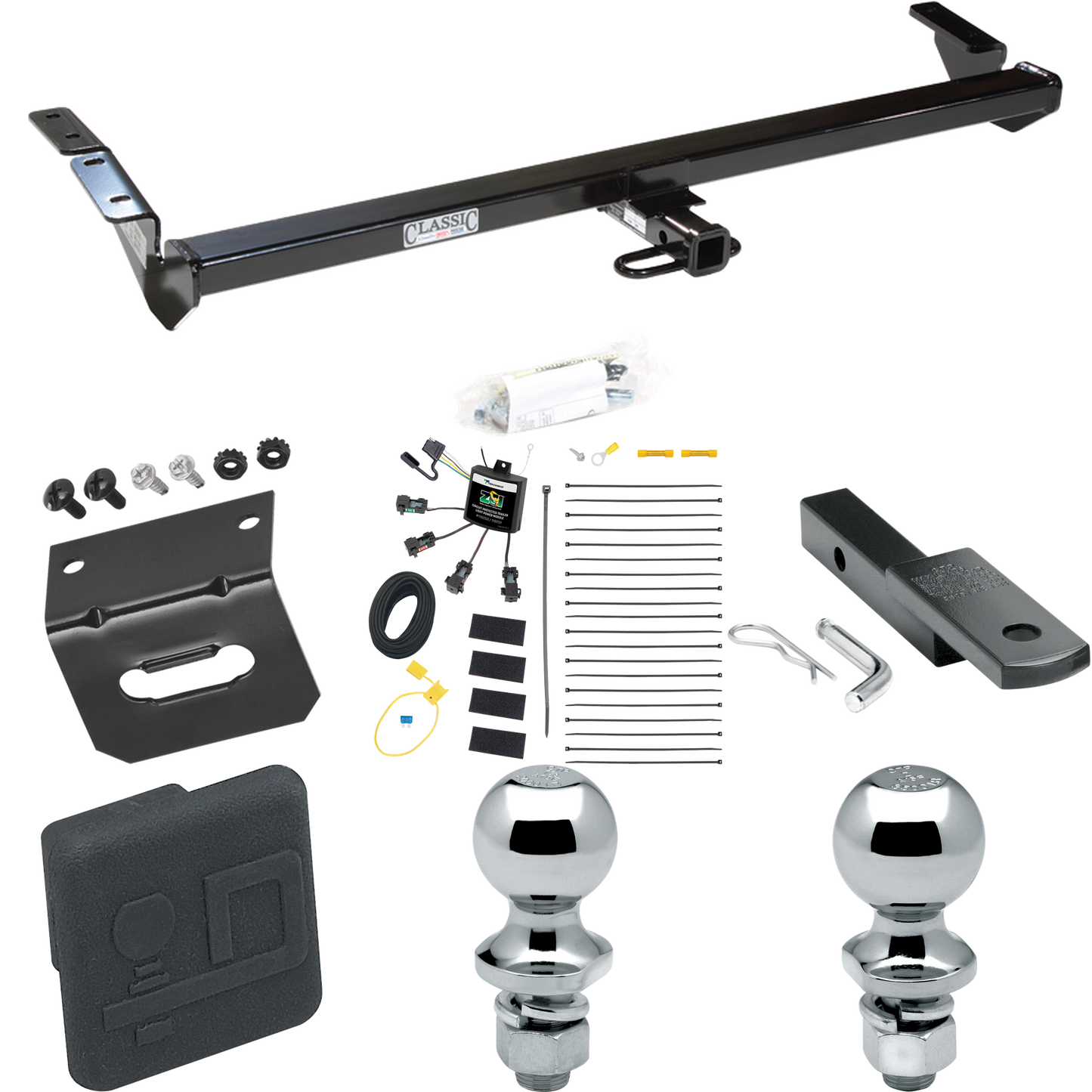 Fits 2000-2004 Toyota Avalon Trailer Hitch Tow PKG w/ 4-Flat Zero Contact "No Splice" Wiring Harness + Draw-Bar + 1-7/8" + 2" Ball + Wiring Bracket + Hitch Cover By Draw-Tite