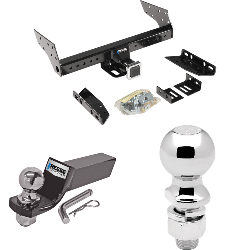 Fits 1998-2000 Isuzu Hombre Trailer Hitch Tow PKG w/ Starter Kit Ball Mount w/ 2" Drop & 2" Ball + 2-5/16" Ball (For w/Step Bumper Models) By Reese Towpower