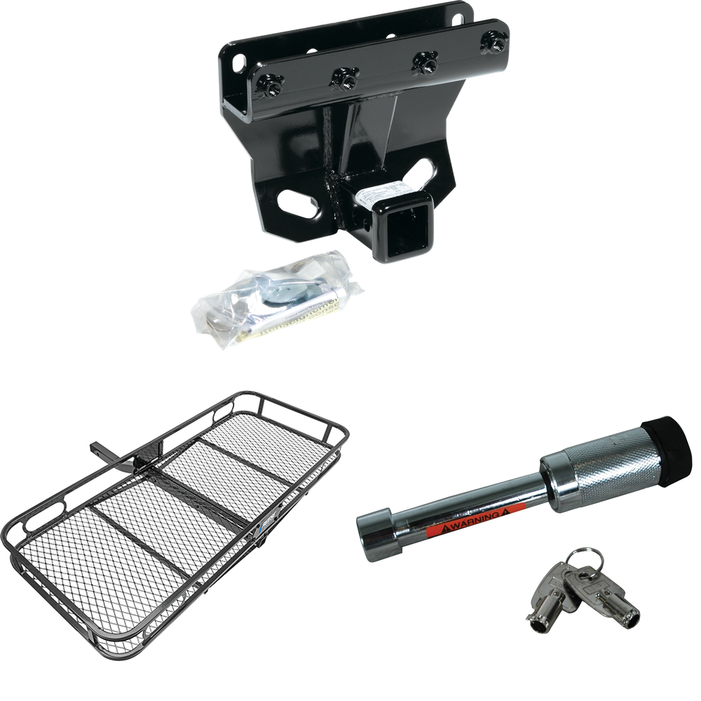 Fits 2006-2010 Jeep Commander Trailer Hitch Tow PKG w/ 60" x 24" Cargo Carrier + Hitch Lock By Draw-Tite