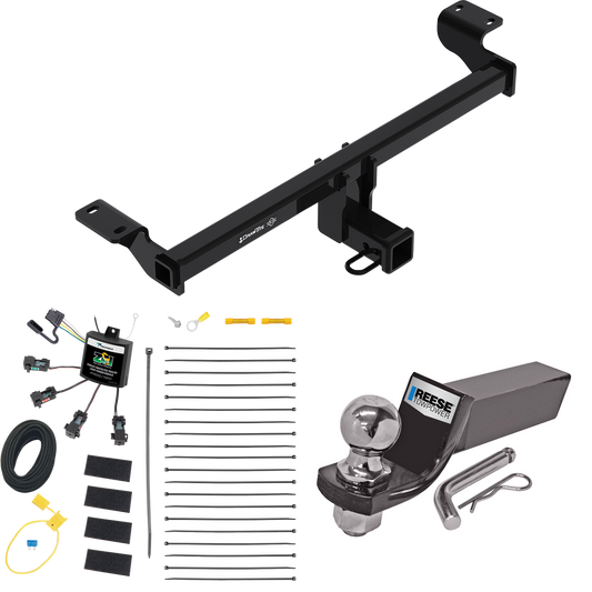 Fits 2021-2023 Lincoln Corsair Trailer Hitch Tow PKG w/ 4-Flat Zero Contact "No Splice" Wiring + Starter Kit Ball Mount w/ 2" Drop & 2" Ball (Excludes: Plug-In-Hybrid Models) By Draw-Tite