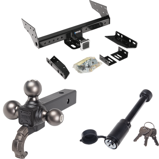 Fits 1990-1990 Chrysler Town & Country Trailer Hitch Tow PKG + Triple Ball Tactical Ball Mount 1-7/8" & 2" & 2-5/16" Balls w/ Tow Hook + Tactical Dogbone Lock (For 2 WD, Long Wheelbase Models) By Reese Towpower