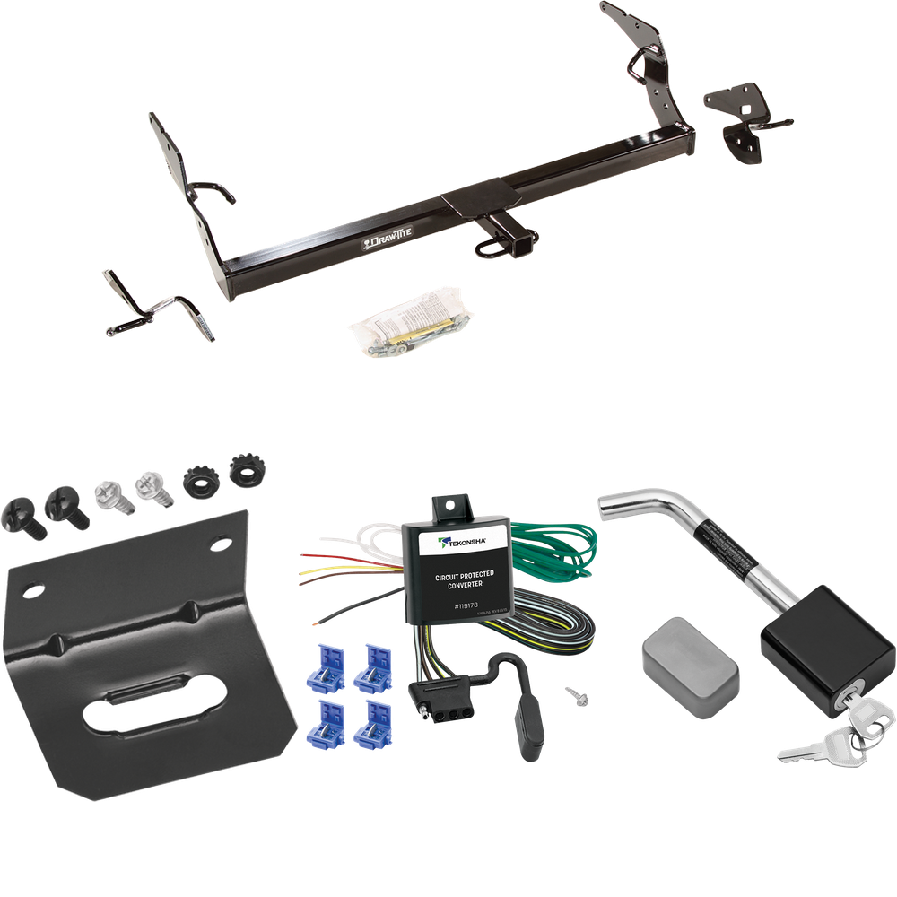 Se adapta al paquete de enganche de remolque Toyota Avalon 2005-2010 con arnés de cableado plano de 4 + soporte de cableado + bloqueo de enganche de Draw-Tite